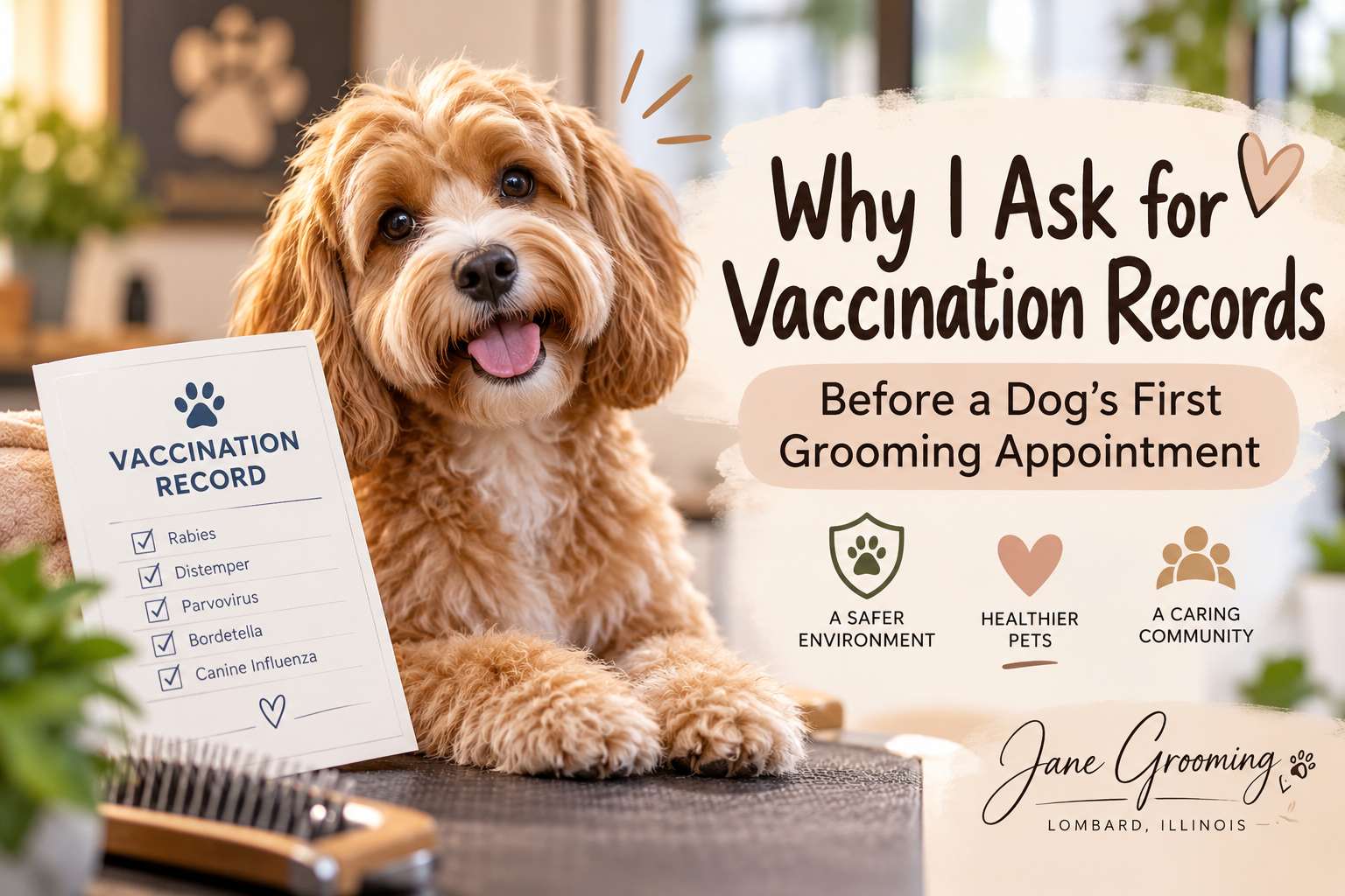 Por qué pido el certificado de vacunación antes de la primera cita de grooming